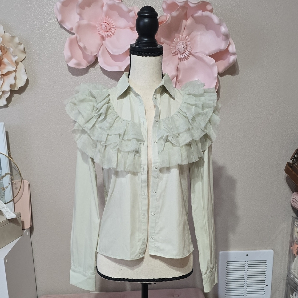 H&M Cream Ruffled Blouse